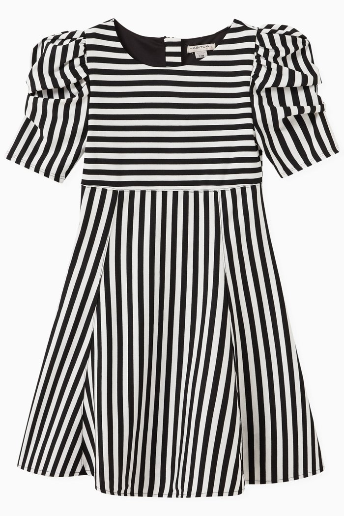 

Puff Sleeve Flounce Dress, Black