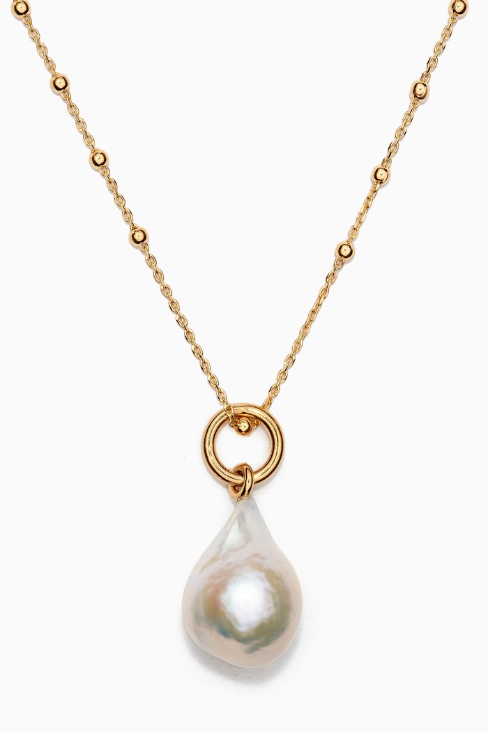 

Baroque Pearl Chain Necklace in 18kt Gold-plated Vermeil, White