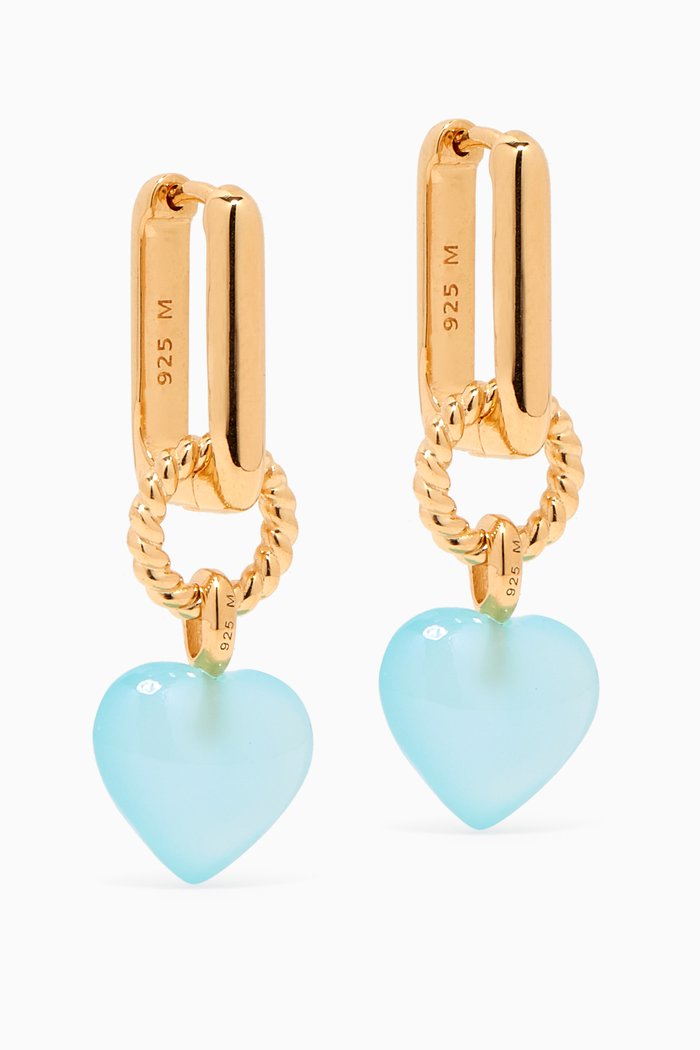 

Jelly Heart Chalcedony Drop Earrings in 18kt Gold-plated Vermeil, Blue