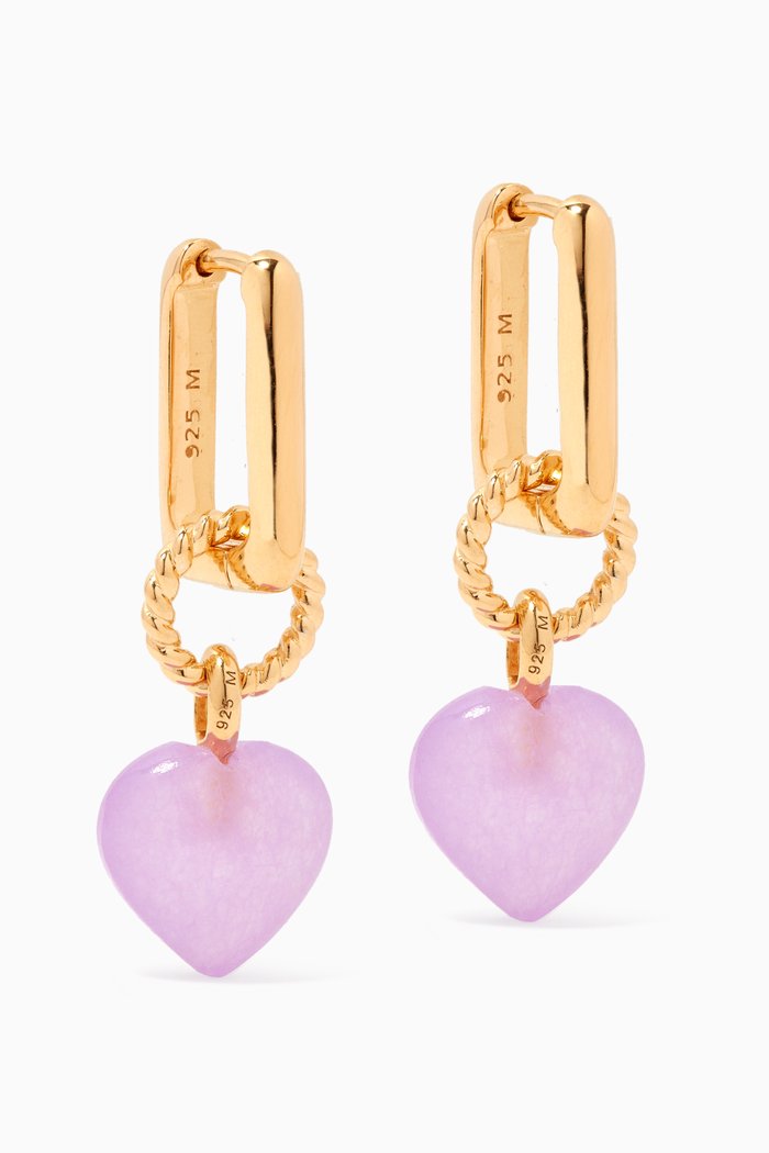 

Jelly Heart Quartz Drop Earrings in 18kt Gold-plated Vermeil, Purple