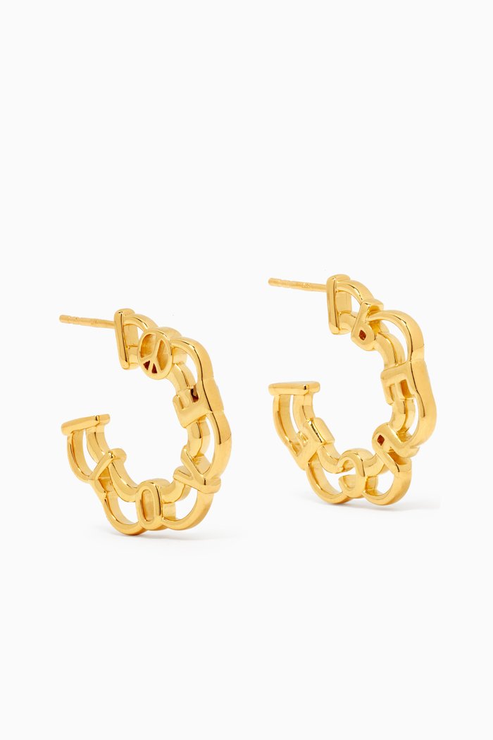 

Peace & Love Flower Hoop Earrings in 18kt Gold-plated Brass