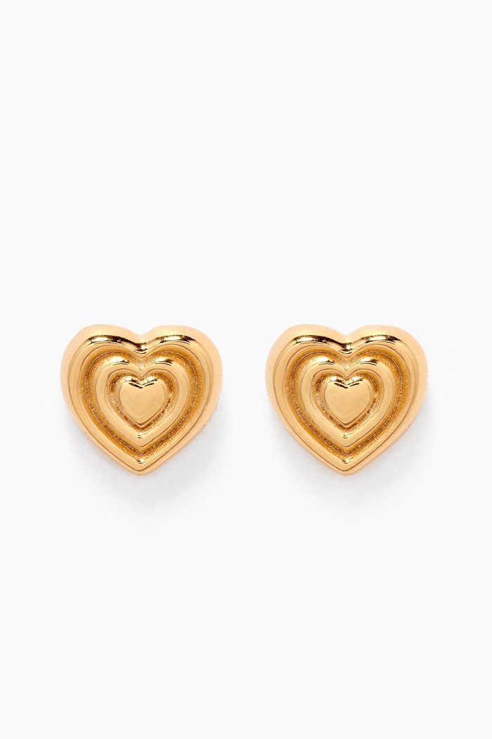 

Ridge Heart Stud Earrings in 18kt Gold-plated Vermeil