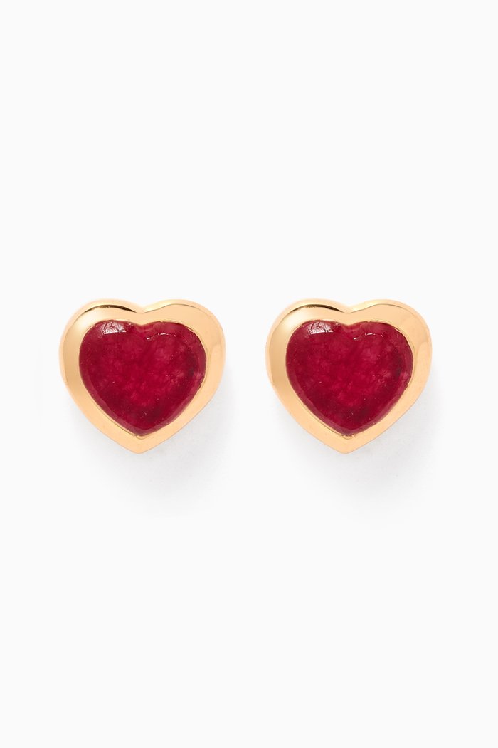 

Jelly Heart Quartz Stud Earrings in 18kt Gold-plated Vermeil, Pink