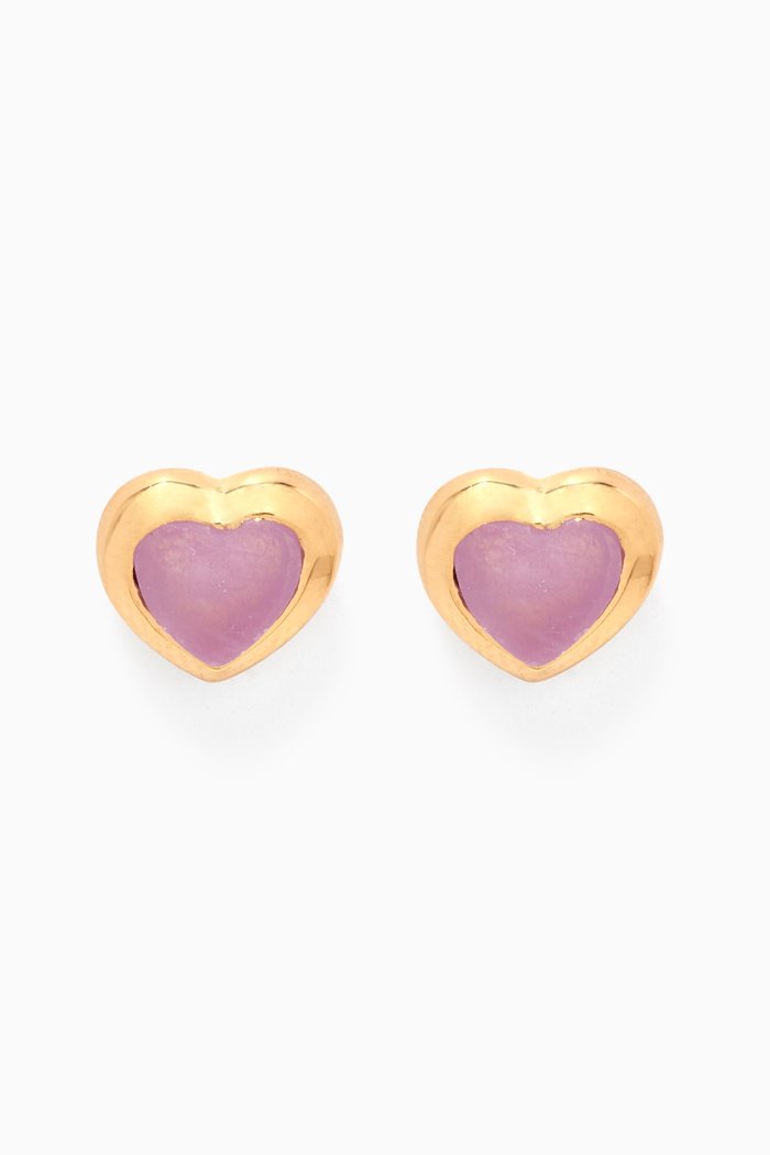 

Jelly Heart Quartz Stud Earrings in 18kt Gold-plated Vermeil, Purple