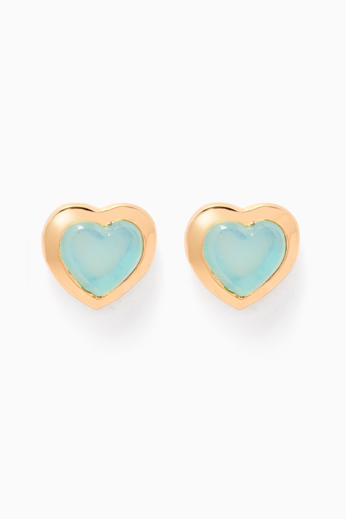 

Jelly Heart Chalcedony Stud Earrings in 18kt Gold-plated Vermeil, Blue