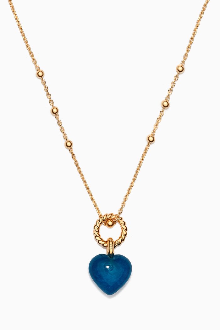 

Jelly Heart Quartz Drop Chain Necklace in 18kt Gold-plated Vermeil, Blue