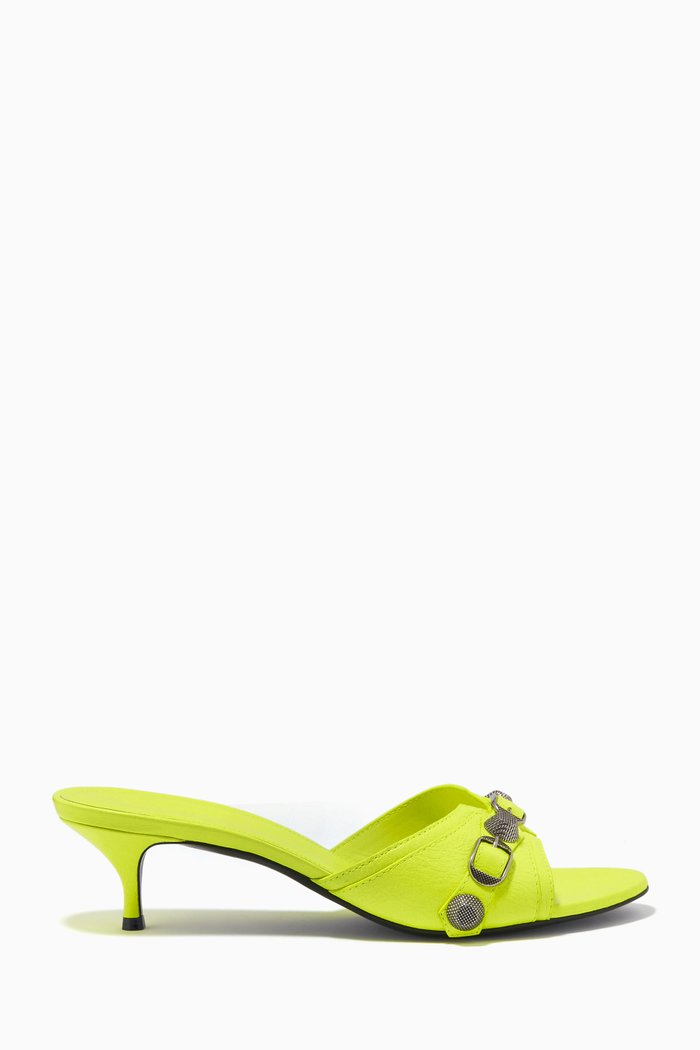 

Cagole Kitten Heel Sandals in Leather, Yellow