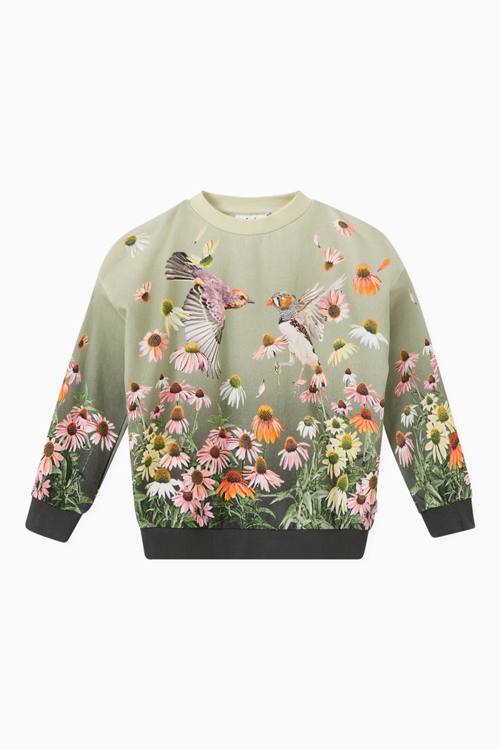 

Mika Printed Sweatshirt in Organic Cotton, Green