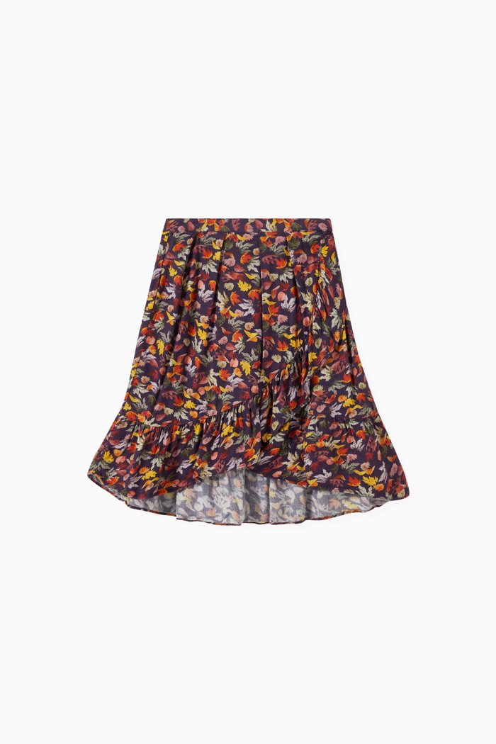 

Leaf Print Skirt in Viscose, Multicolour