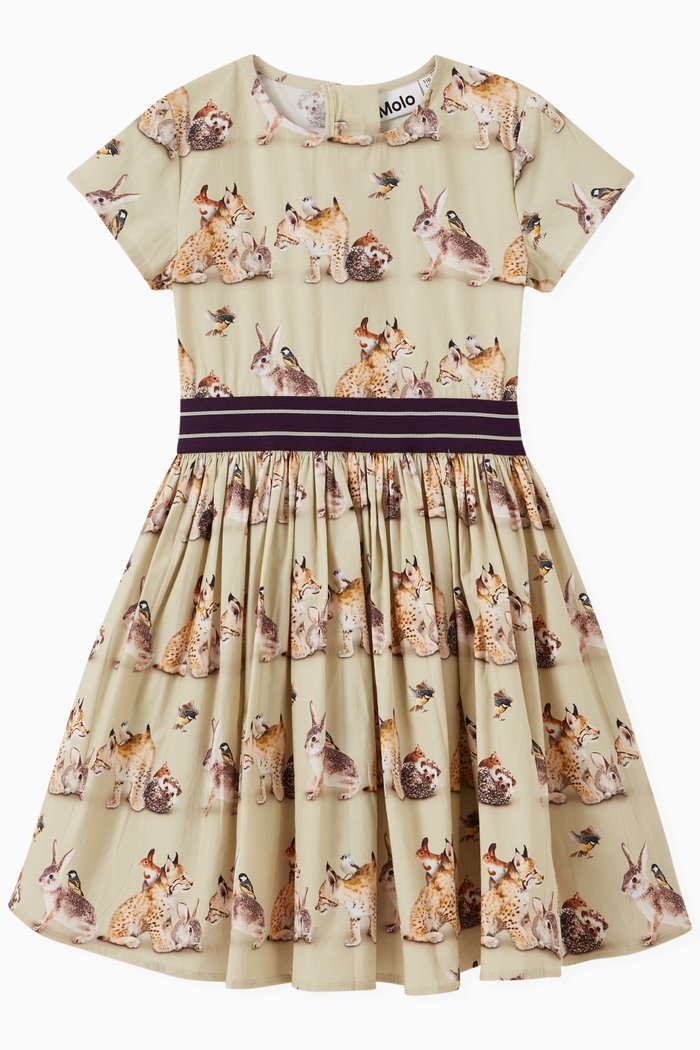 

Animal Print Dress in Organic Cotton, Green