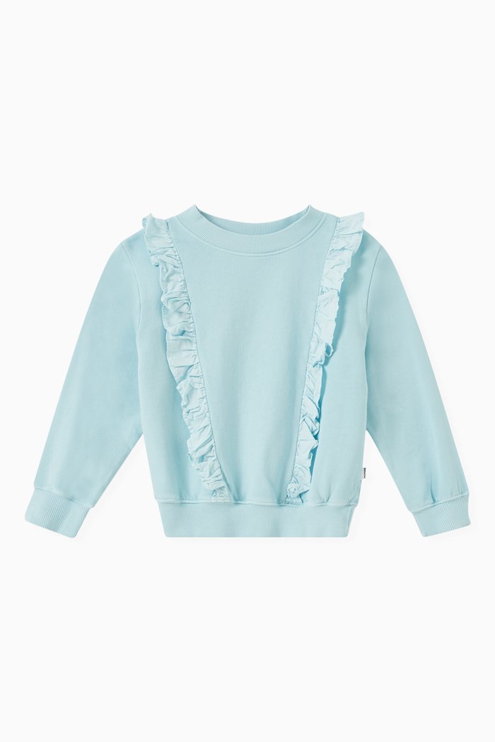 

Ruffled Sweatshirt in Organic Cotton, Blue