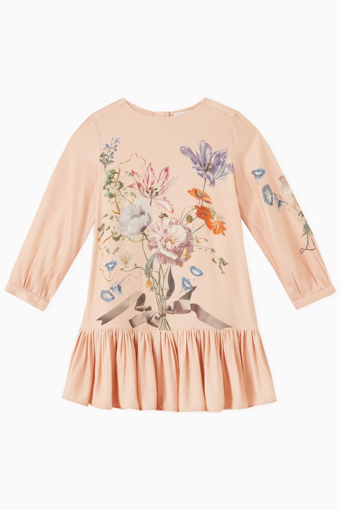 

Colette Floral-print Ruffled Dress in Viscose, Pink