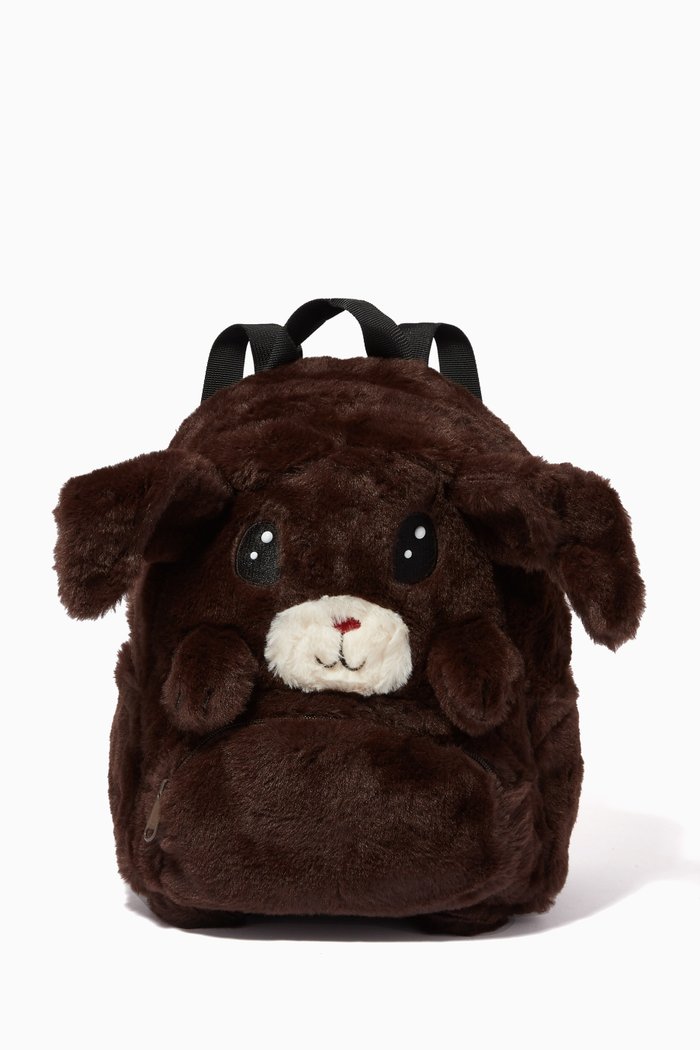 

Rabbit Motif Backpack in Faux Fur, Brown