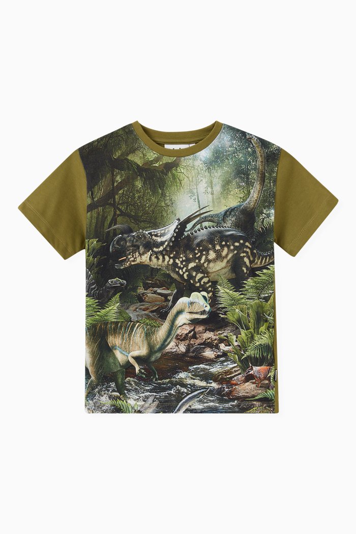 

Dinosaur Print T-shirt in Cotton, Green