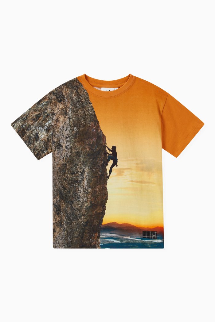 

Graphic Print T-Shirt in Organic Cotton, Orange