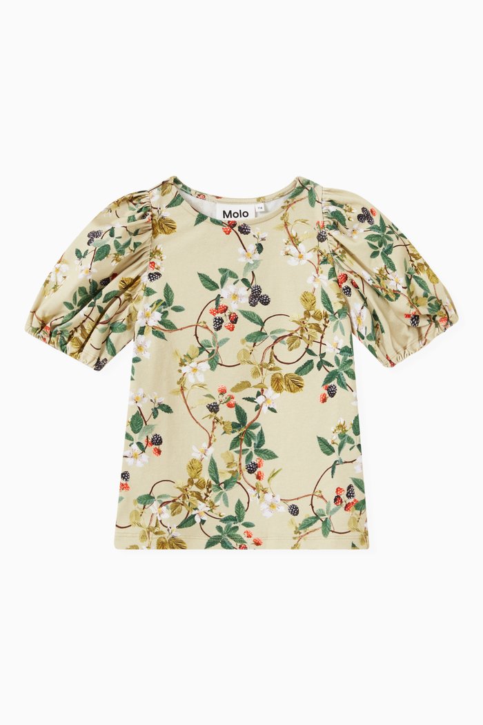 

Berry Print T-shirt in Organic Jersey, Green