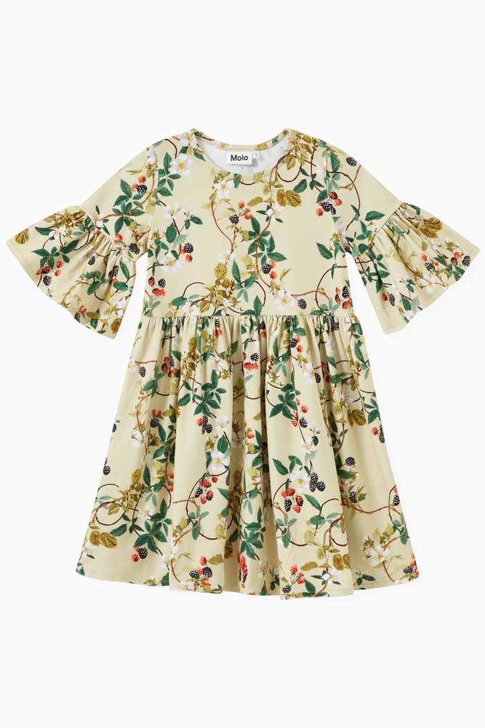 

Berry Print Dress in Organic Jersey, Green