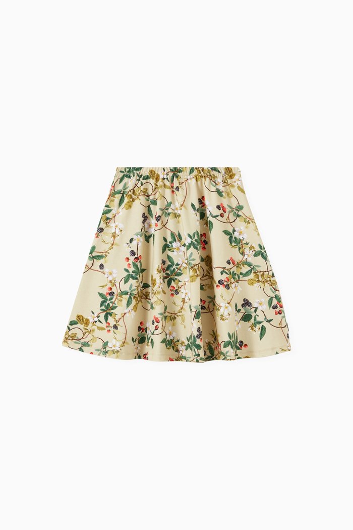 

Berry Print Skirt in Organic Cotton, Green
