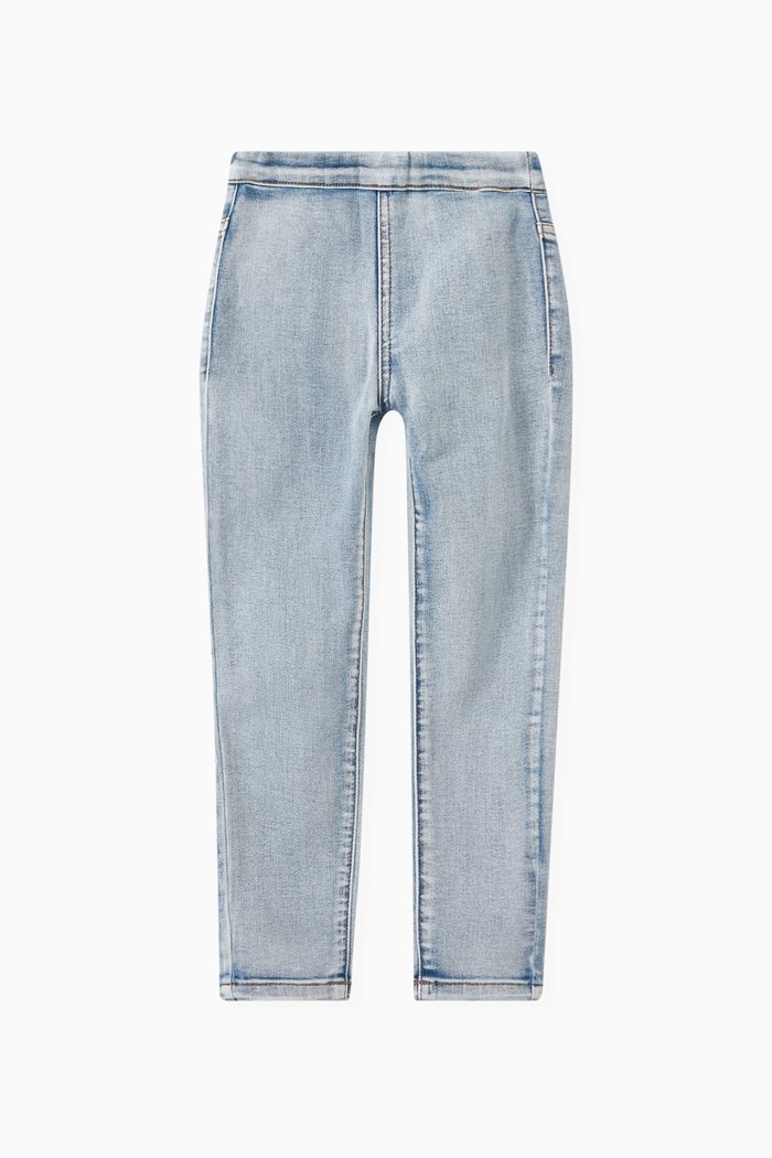 

Woven Jeggings in Washed Denim, Blue