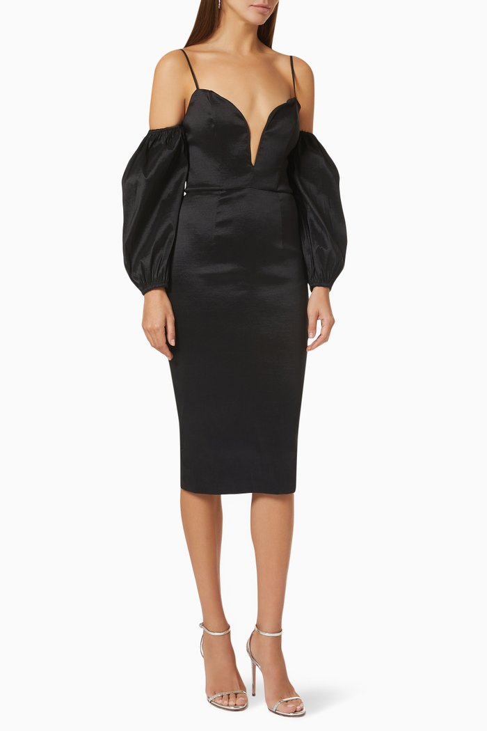 

Jerry Voluminous Sleeves Dress, Black