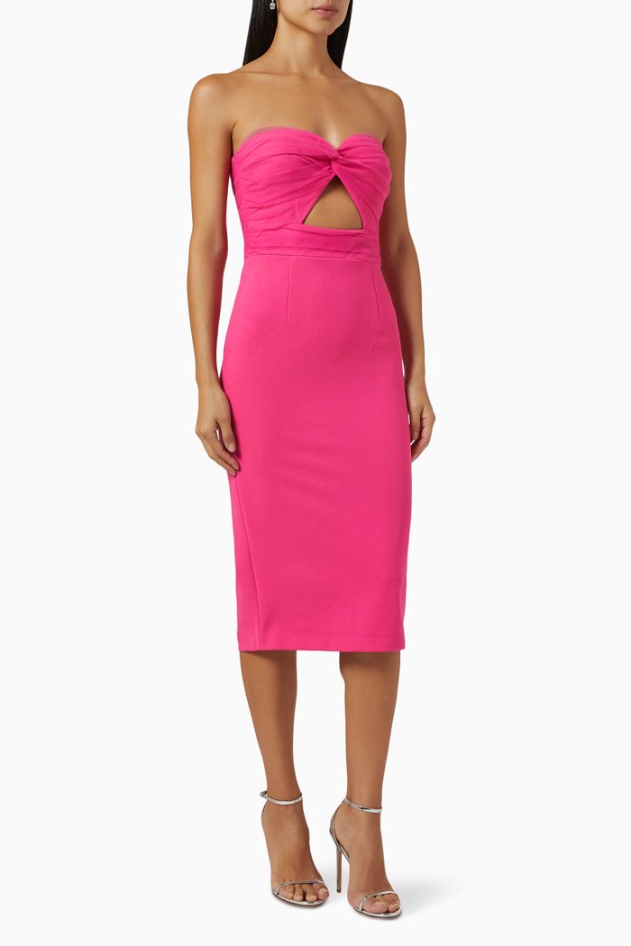 

Maya Cut-out Midi Dress in Crepe, Pink