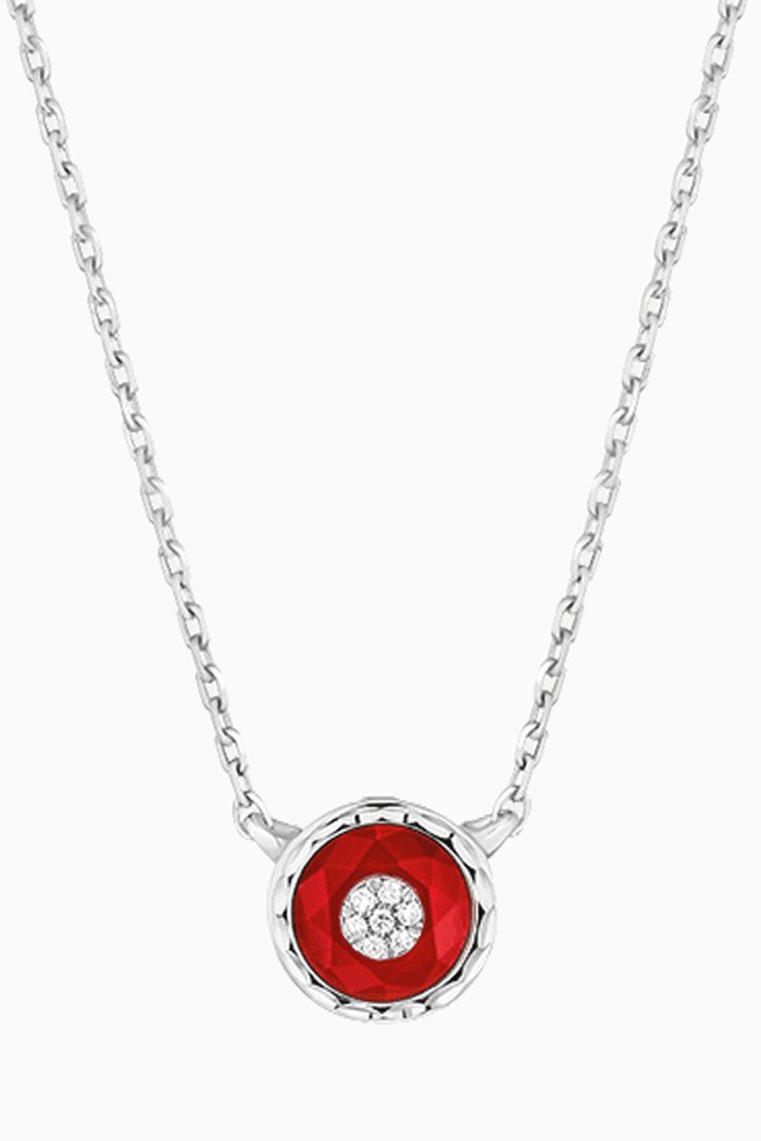 

Saint-Petersburg Diamond & Red Agate Necklace in 18kt White Gold