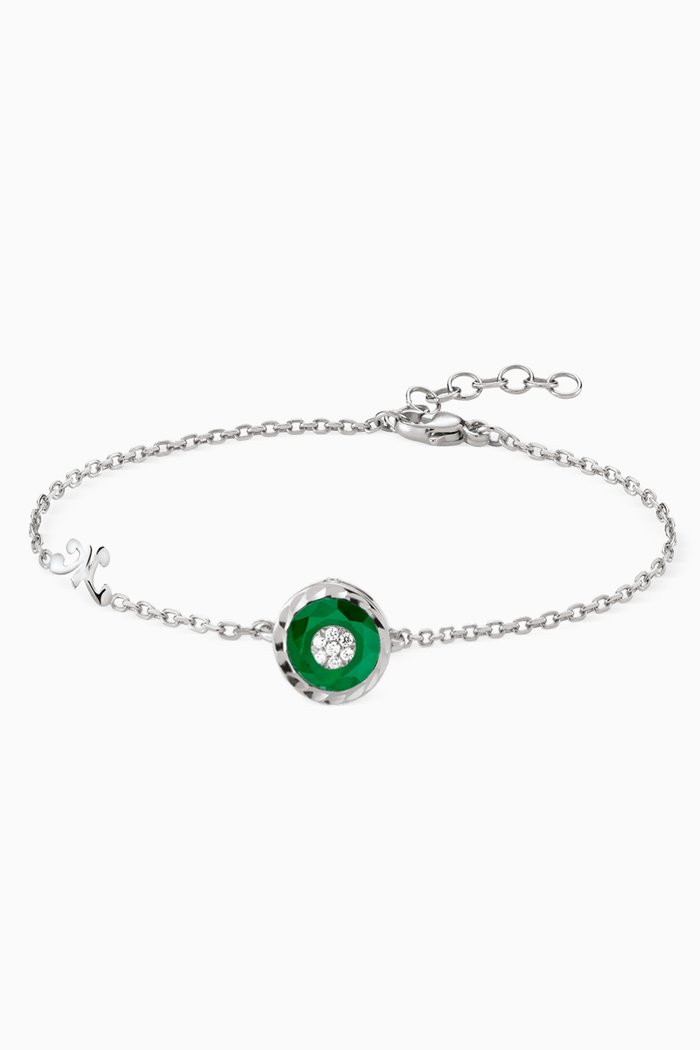 

Saint-Petersburg Diamond & Malachite Bracelet in 18kt White Gold, Green