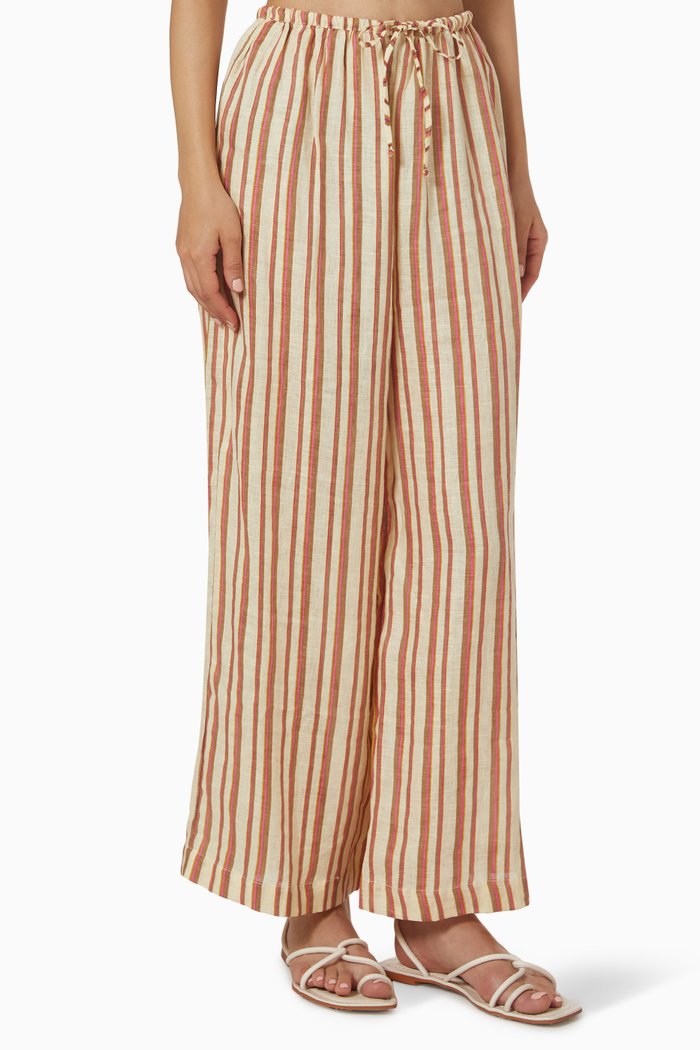 

Girona Striped Pants in Linen, Neutral