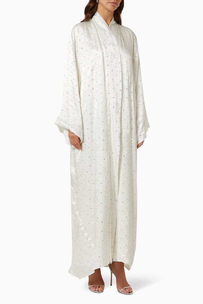 

Embellished Metallic Abaya Wrap, Neutral