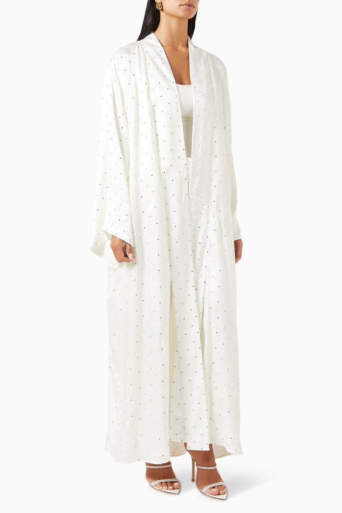 

Embellished Metallic Abaya Wrap, Neutral