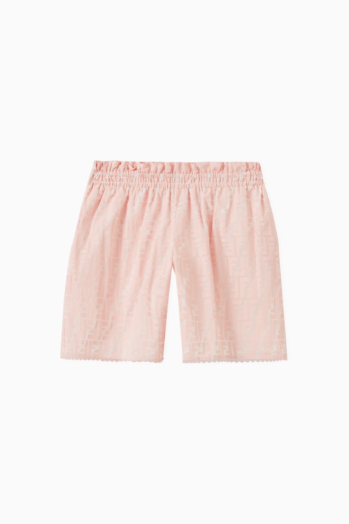 All-over FF Print Shorts in Voile, Pink