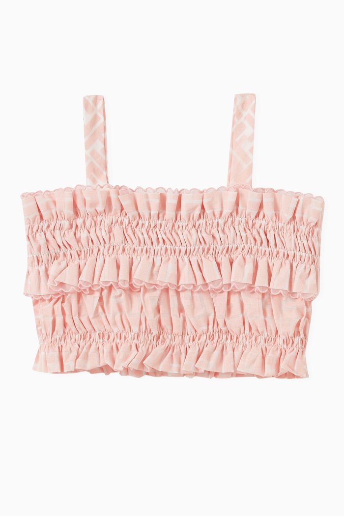 

All-over FF Print Top in Voile, Pink