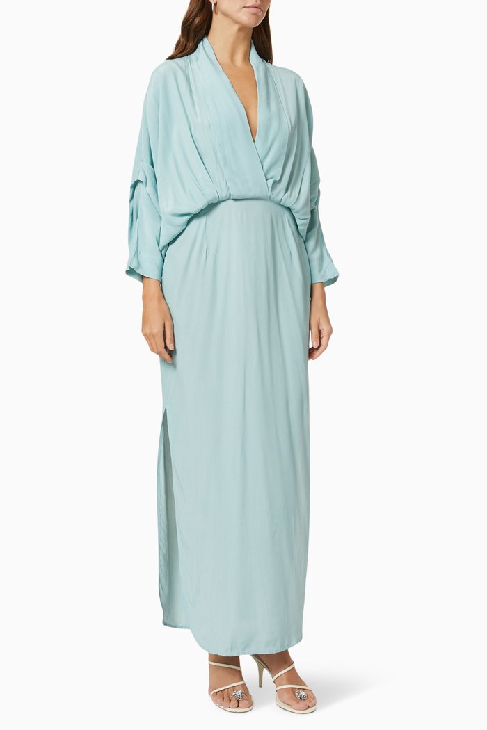 

Plunge Dress in Sustainable Fabric, Blue