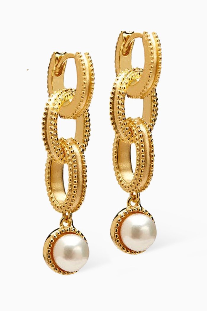

Malachite Twisted Drop Earrings in 14kt Yellow Gold Vermeil, White