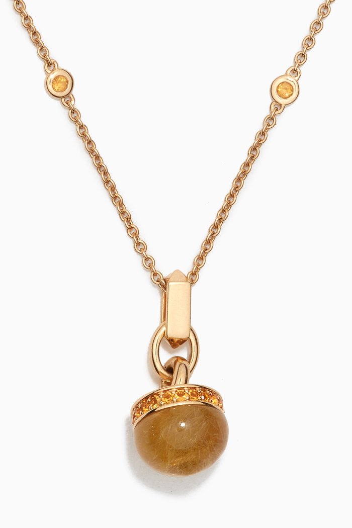 

Dome Majesty Rutilated Stone & Citrine Diamond Necklace in 18kt Yellow Gold