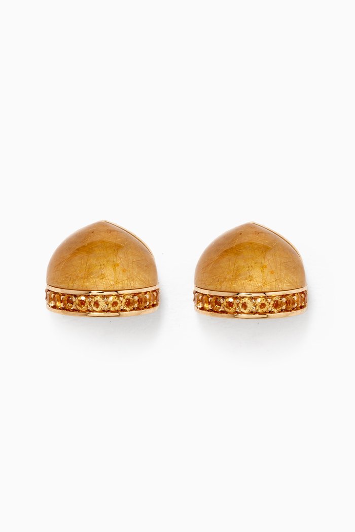 

Dome Majesty Rutilated Stone & Citrine Diamond Earrings in 18kt Yellow Gold
