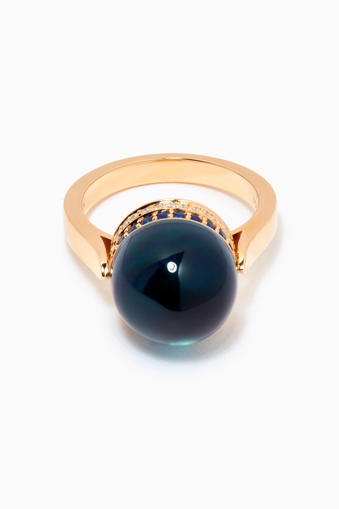 

Dome Majesty London Topaz, Sapphire & Diamond Ring in 18kt Yellow Gold