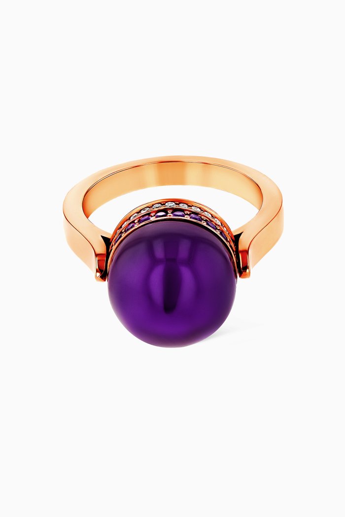 

Dome Majesty Amethyst & Diamond Ring in 18kt Rose Gold