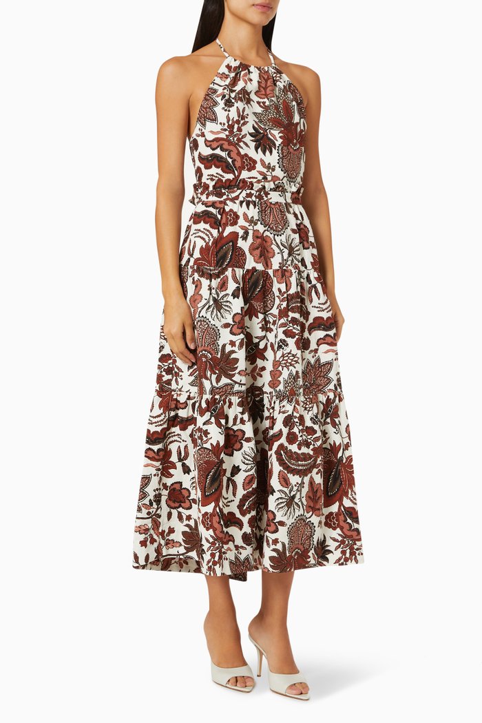 

Catalina Halter Open Back Midi Dress, Red