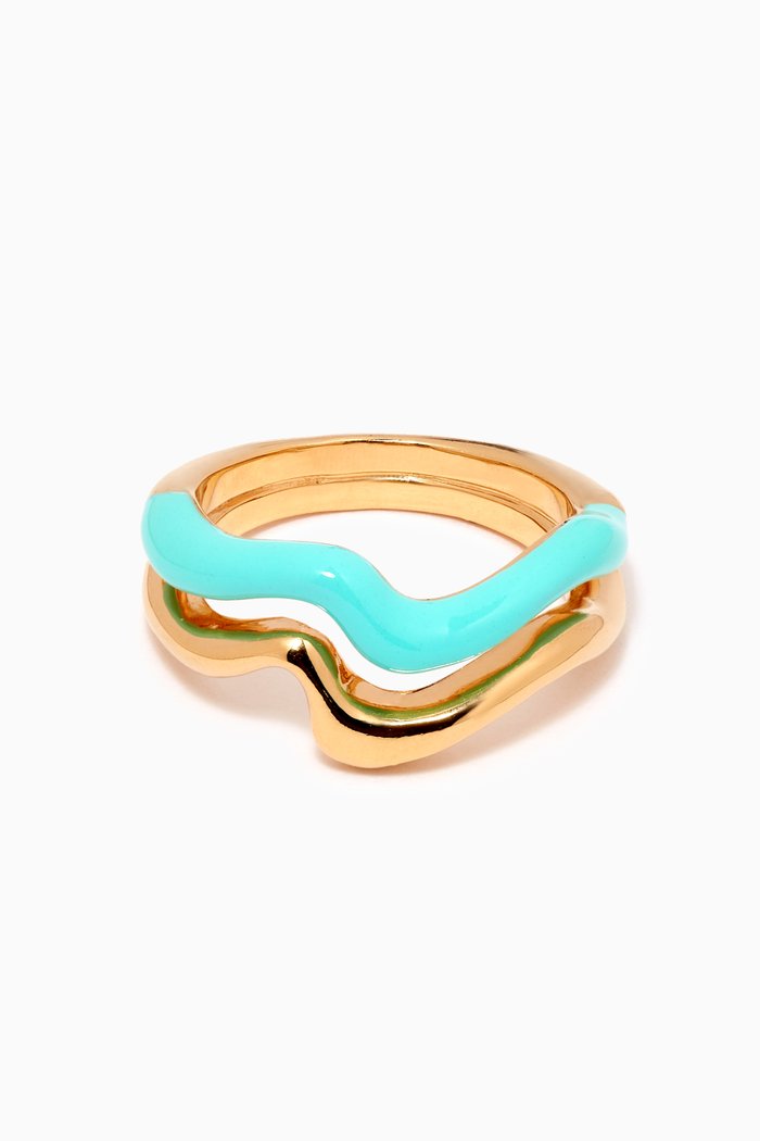 

Squiggle Enamel Stacking Ring in 18kt Gold-plated Vermeil, Blue