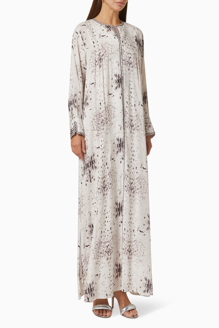 

Jalabiya in Patterned Fabric, Black
