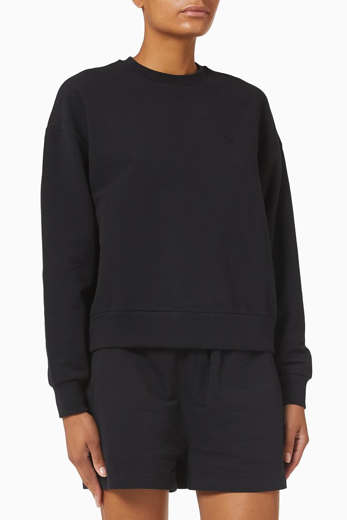 

Revive Lounge Sweat Top in Italian Fleece, Black
