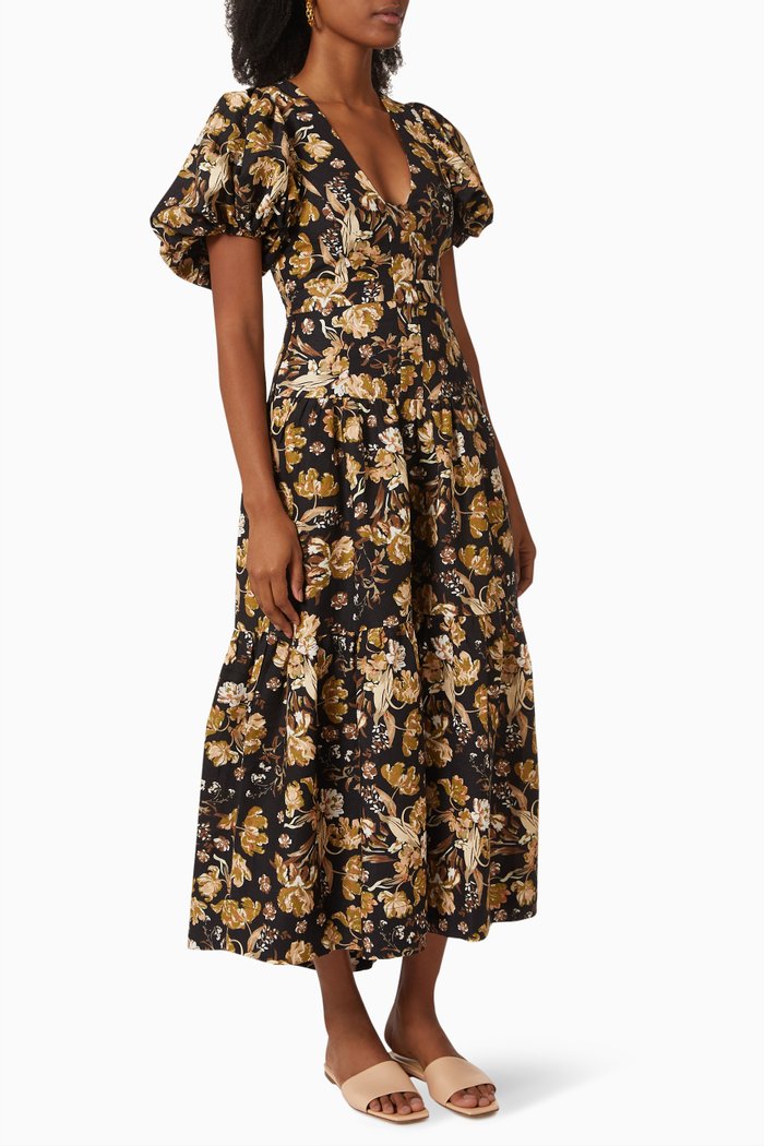 Palermo Midi Dress in Linen & Viscose Blend, Black