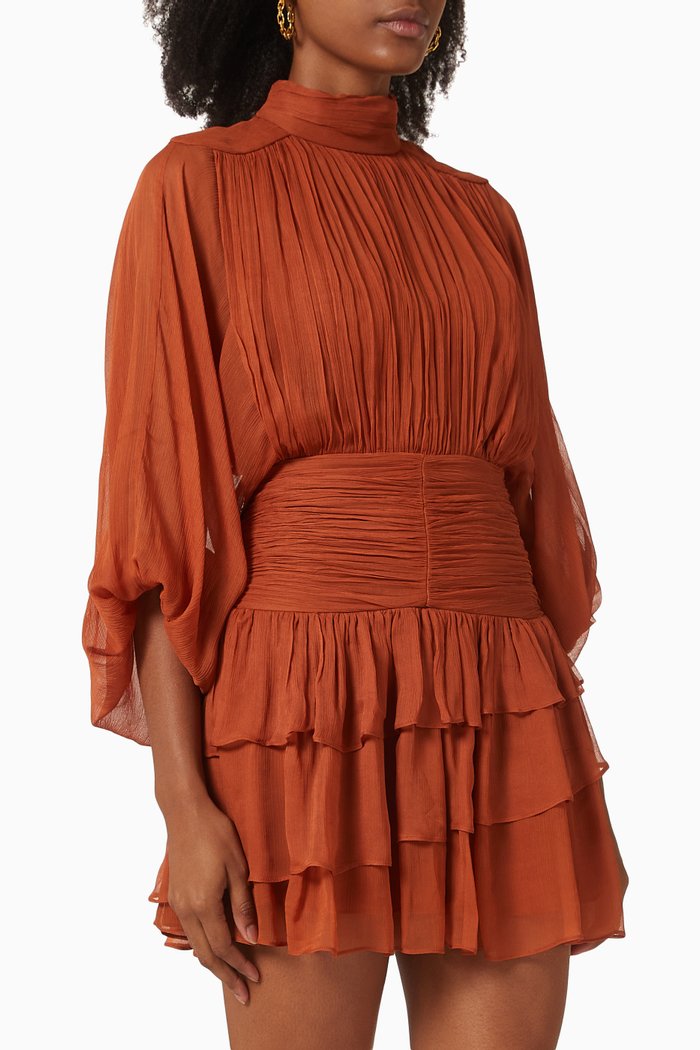 

Noemi Mini Dress in Viscose Chiffon, Orange