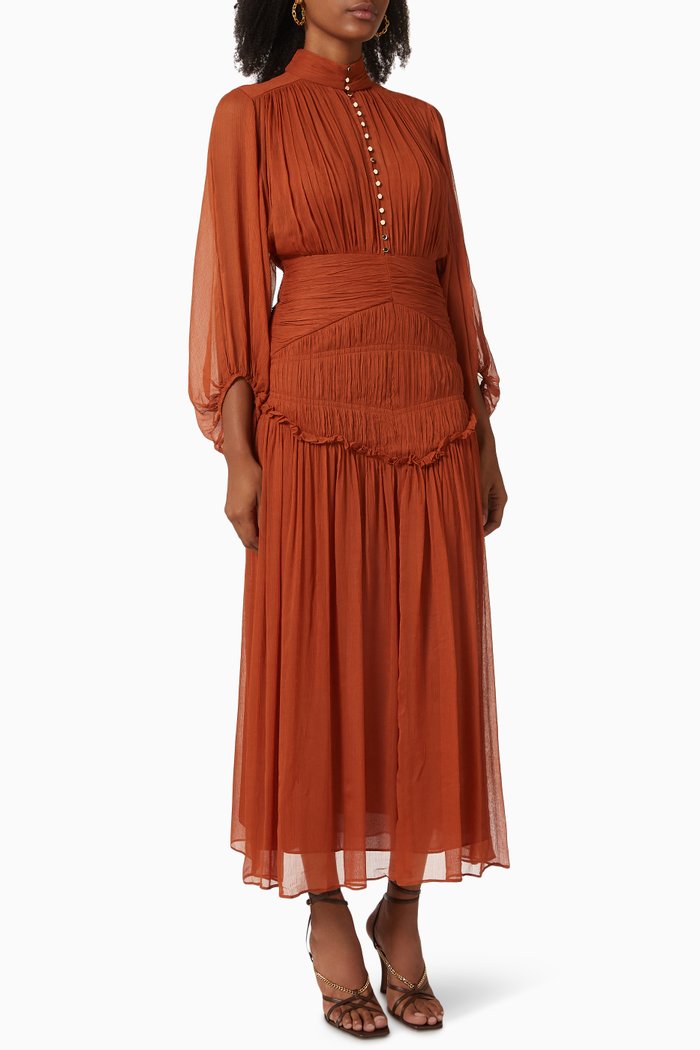

Noemi Midi Dress in Viscose Chiffon, Orange