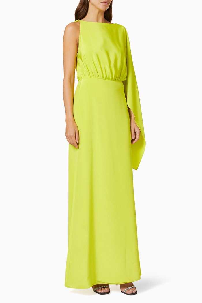 

Elba Maxi Dress in Satin Crepe, Yellow