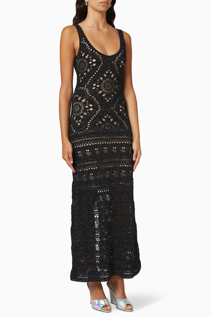 

Gence Maxi Dress in Crochet, Black