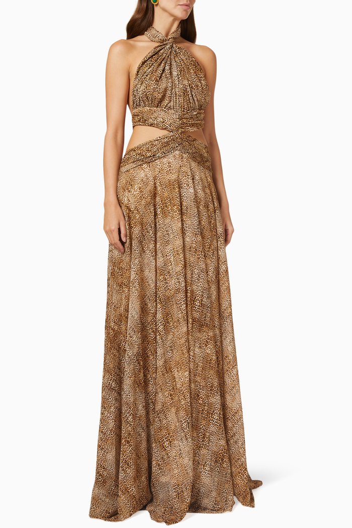 

Aaliyah Maxi Dress in Chiffon, Brown