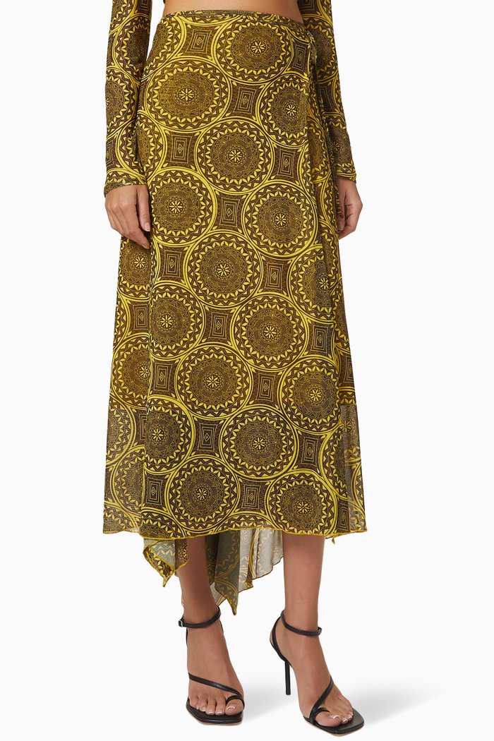 Mist Midi Wrap Skirt, Yellow