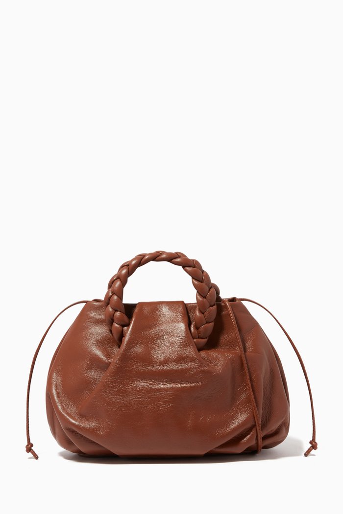 

Bom Braided Tote Bag in Calf Leather, Brown
